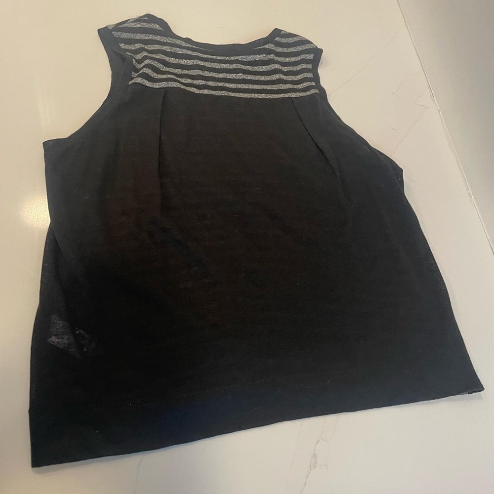 Rag & Bone Womens Black and Gray Striped Linen Top Shirt Tank Sleeveless New XS